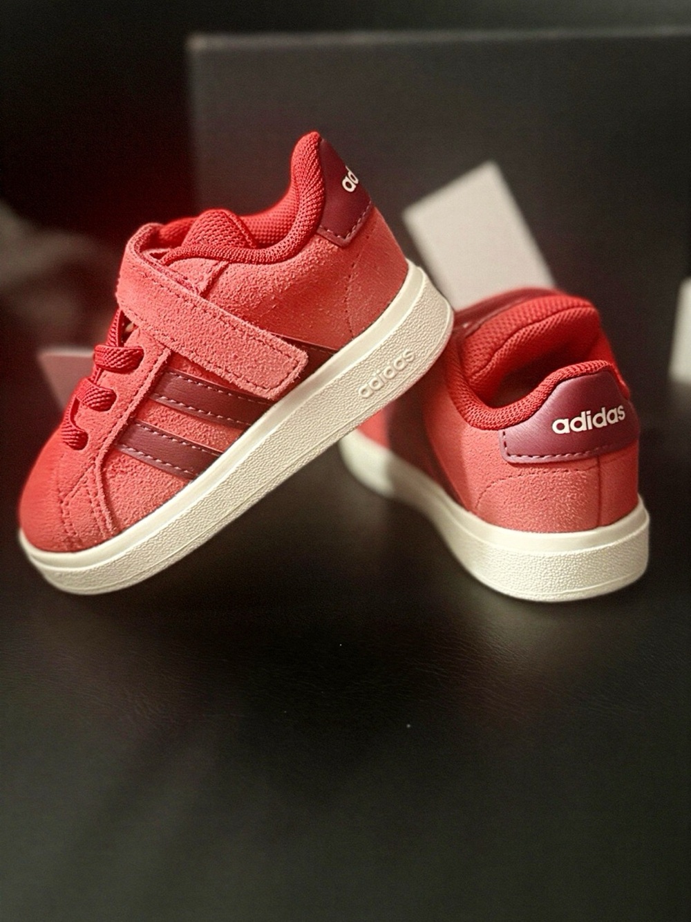 adidas Kids Red Suede Velcro Sneakers